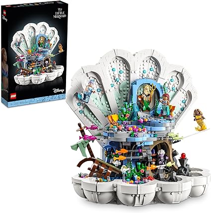 LEGO Disney Princess The Little Mermaid Royal Clamshell 43225 Collectible Adult Building Set, Gift for Princess Movie Fans Ages 18 and Up, Featuring Ariel, Ursula, King Triton, Sebastian and Flounder