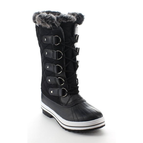 Da Viccino AA48 Womens Lace Up Waterproof Quilted Mid Calf Weather Snow Boots