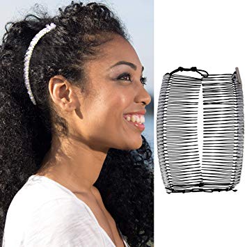 Banana Clip by HairZing - Double Comb for Thick, Curly, Kinky Hair - Put Your Hair Up in Seconds with No Damage, Creases, or Pain - Comfy UpDo, Ponytail, French Twist, Bun (Silver Large)