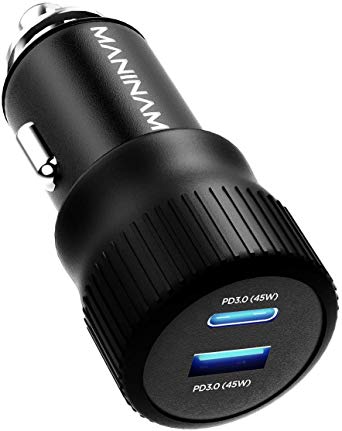 MANINAM Metal USB C Car Charger, [73W Turbo] Type C Car Charger, 2020 PPS Latest Tech Adapter, [55W PPS] Full Fast Charge for Samsung S20 Note 10 Plus, 45W PD MacBook, Any USB C Laptop Tablet Phone