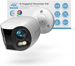 Amcrest Dual-Lens 4K (8MP) Outdoor Security POE Camera, 2 x 4K Lenses PoE AI Bullet IP Camera, 65ft Night Color, Face Detection, Panoramic 180° FOV, 2 x 4K@15fps IP8M-DLB2998EW-AI (White)