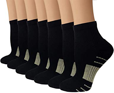 Sports Copper Ankle Sock Athletic Running Compression Socks Arch Support Women Men 3 to 7 Pairs - 8-15 mmhg