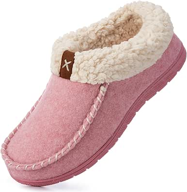 VeraCosy Women's Moccasin Slippers Warm Comfy Wool-felt Memory Foam Indoor House Shoes