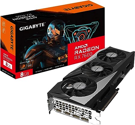 Gigabyte GV-R76GAMING OC-8GD Radeon RX 7600 Gaming OC 8G Graphics Card, 3X WINDFORCE Fans 8GB 128-bit GDDR6, Video Card