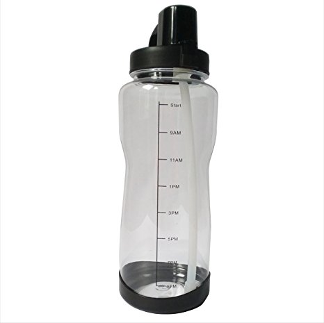 64 oz Hydration Bottle Daily Water Tracker - Time Marked to Ensure You Drink 64 Ounces of Water Throughout the Day. Make Sure You Stay Hydrated.