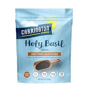 Carrington Farms Holy Basil Seeds – Gluten Free, Paleo, Keto, High Fiber Seeds – Calcium Packed Daily Nutrition Boost, Add into Favorite Recipes (8 oz)