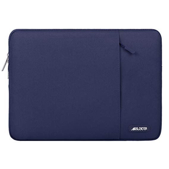 Mosiso Polyester Vertical Style Water Repellent Laptop Sleeve Case Bag Cover with Pocket for 13-13.3 inch MacBook Pro, MacBook Air, Notebook, Navy Blue