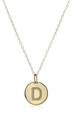 14k Yellow Gold Disc Initial "D" Pendant Necklace, 18"
