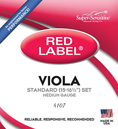 Super-Sensitive 4107 Red Label Full Core Standard Viola Strings, Set of 4