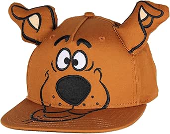 Scooby Doo Embroidered Character Face Adult Adjustable Snapback Hat Cap with 3D Ears Brown