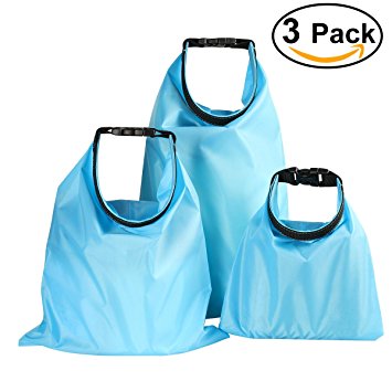 UEETEK 3pcs 1.5L 2.5L 3.5L Waterproof Dry Bag for Camping Boating Kayaking Rafting Fishing(Sky Blue)