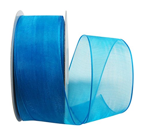 Ribbon Bazaar Wired Sheer Organza 1-1/2 inch Turquoise 25 Yards Ribbon
