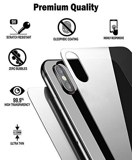 [Techglee] Iphone X Screen Protector Tempered Glass, (2 Packs) [Front and Back] Ultra Clear Tempered Glass, [2D Edge][3D Touch] Anti Scratch Screen Tempered Glass for Apple Iphone 10 [Case Friendly]