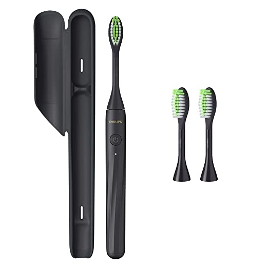 Philips One by Sonicare Rechargeable Toothbrush, Brush Head Bundle, Shadow Black, BD1003/AZ