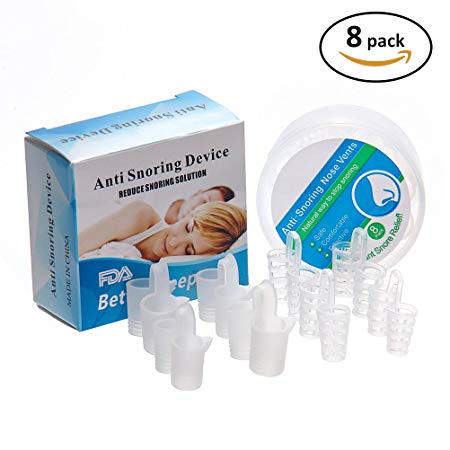 Shnvir Anti Snoring Devices-Stop Snoring Nose Vents and Nasal Congestion AIDS-Sleep Apnea Relief and Snore Stoppers-Comfortable Snore Stop Solution(8packs)