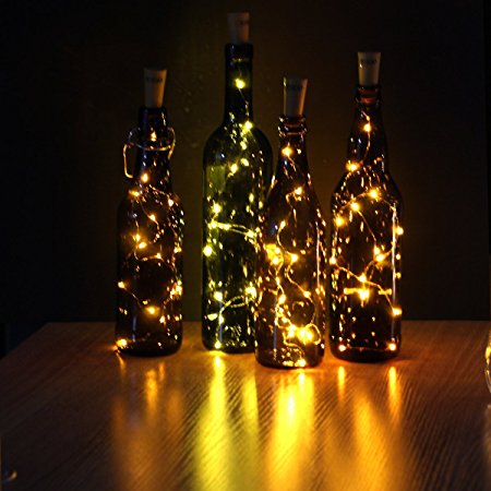 JOJOO Set of 6 Warm White Wine Bottle Cork LED Lights Copper Wire Starry Lights Battery Powered LED Lights for Party Decor Gift or Night Lights LT015*6