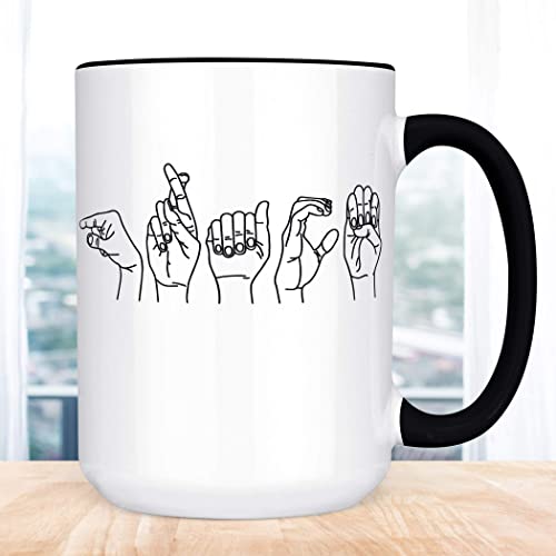 Customized ASL Name Coffee Mug Sign Language Fingerspelling Personalized Cup