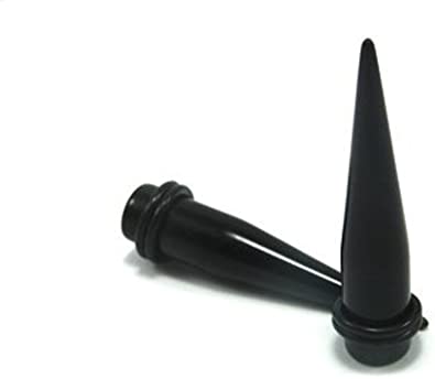 Mystic Metals Body Jewelry Black Acrylic Tapers - 9/16 Inch - 14mm - Sold As a Pair