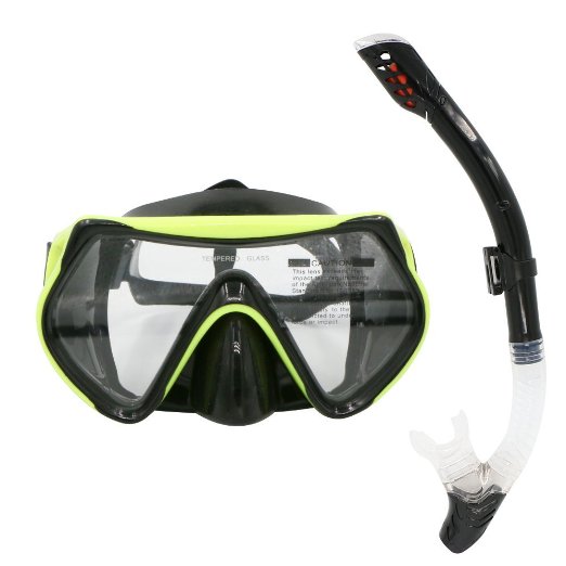 Kany Diving Mask and Snorkel Set for Adults,Wide View Mask Dry Snorkel Set Anti-Fog Glass Purge Valve Scuba Diving Mask Snorkeling Gear