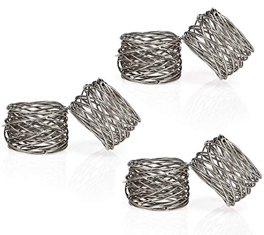 ITOS365 Handmade Round Mesh Napkin Rings Holder for Dinning Table Parties Everyday, Set of 6