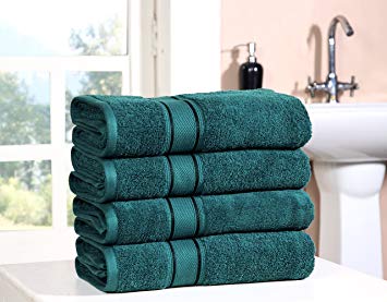 Linen Clubs Bath Towel Extra large,bath towel absorbent,Bath Towel Made of 100% Combed Ring Spun cotton,Luxrious customized border bath towel .Set of 4 Teal color,size 30x54 GSM-580 By