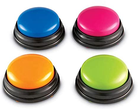 Galapara Voice Recorder Button,Learning Button Lights and Sounds Buzzers Small Size Easy Carry Voice Recording Sound Button for Kids Interactive Toy Answering Buttons Orange Pink Blue Green