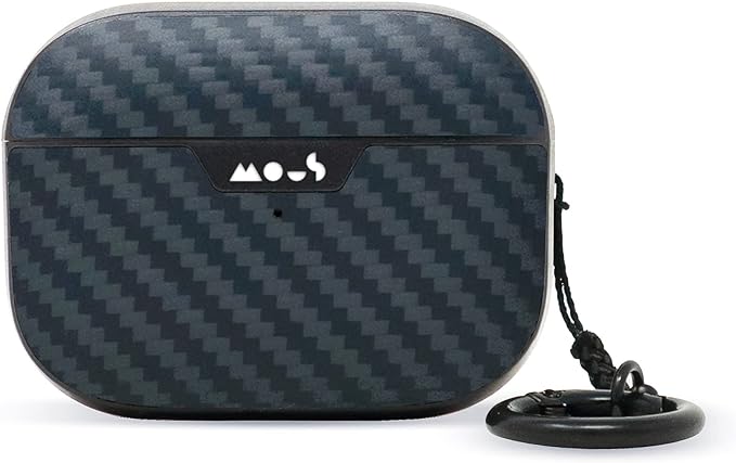 Mous – Airpods Pro 1 and 2 Case Cover with Keychain - Wireless Charging Compatible AirPods Pro Case for 2nd Generation/1st Generation AirPods (2022/2019) - Aramid Carbon Fibre