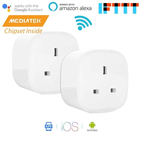 Meross Smart WI-FI Plug with Energy Monitor App Remote Control Voice Control Timer Function Compatible with Amazon Alexa (Echo and Echo Dot) Google Home and IFTTT No 13A 3100W Hub Needed MSS310 2-Pack