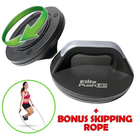 Elite Push Up Stands with FREE Skipping Rope - 1 Rated Pushup Stand on Amazon Because They Work - Easy on the Wrists Making Pushups Easier and You Will Increase Strength Fast