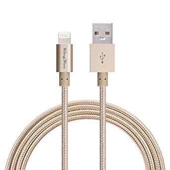 Kingyou 3.3ft(1m) Apple MFi Certified Tough Nylon Braided Lightning to USB Cable for iPhone 6 / 6 Plus, iPad Air 2 and More(Gold)