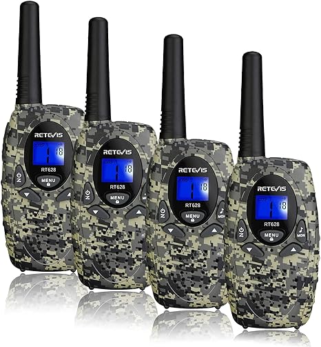 Retevis RT628 Walkie Talkies for Kids 4 Pack, Kids Toys Gifts for 5-13 Year Old Boys Girls, Long Range 2 Way Radio for Family Outdoor Camping Hiking(4 Pack, Camo)