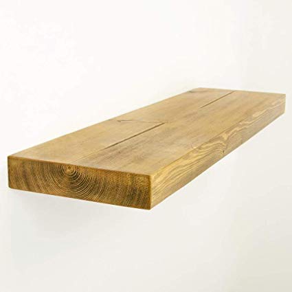Funky Chunky Furniture 9x2 Smooth Solid Wood Floating Shelf, Light Oak, 40cm