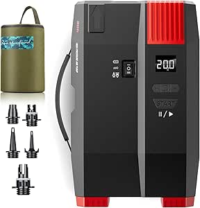 Electric Air Pump 20PSI High Pressure SUP Pump,Dual Stage Inflation Paddle Board Pump for Inflatable Paddle Boards, Boats, Inflator & Deflator with Auto-Off, AC & DC