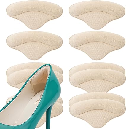 6 Pairs Heel Cushions Inserts for Loose Shoes, Heel Pads Grips Liner Snugs, Filler Improved Shoe Fit and Comfort, Prevent Too Big Shoes from Slipping,Heel Pains frictions and Blisters (Beige)