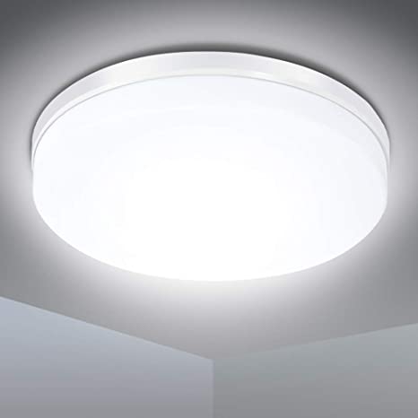 Plafonnier LED 24W, SOLMORE Lampe de Plafond, Plafonnier Cuisine 2200LM Étanche IP54 Blanc Naturel 5000K, Applique Plafond Moderne, LED Plafonnier Salon Applicable à Chambre Balcon Garage (Ø23.5*4CM)