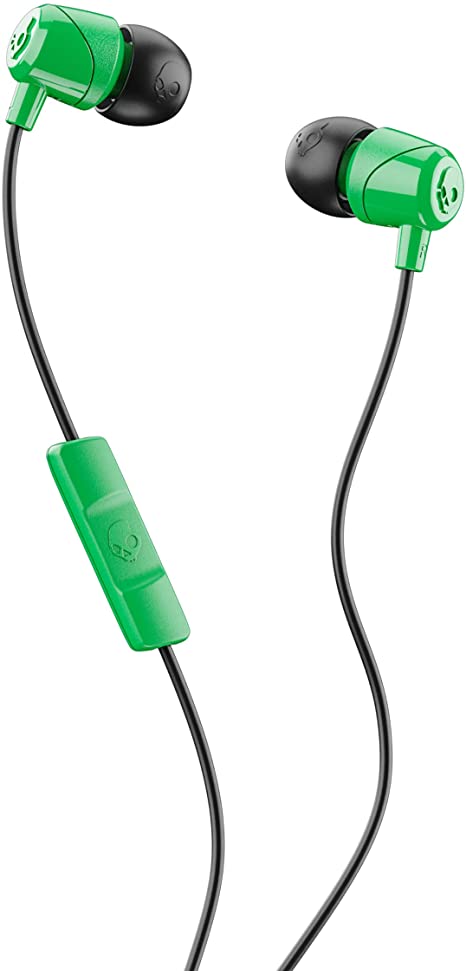 Skullcandy Jib In-Ear Noise-Isolating Earbuds with Microphone and Remote for Hands-Free Calls, Lightweight, Stereo Sound and Enhanced Base, Wired 3.5mm Jack, Green/Black