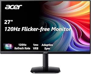 acer KB272 G0bi 27" IPS Full HD (1920 x 1080) Zero-Frame Gaming Office Monitor | Adaptive-Sync Support (FreeSync Compatible) | Up to 120Hz Refresh | 1ms (VRB) | sRGB 99% | Tilt | HDMI & VGA Ports