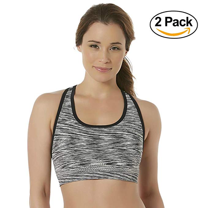 Everlast Women's Padded Racerback Workout Sports Bra (2 Pack)