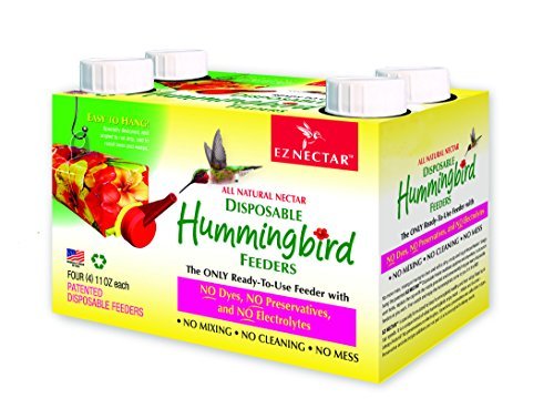 EZNectar Disposable Hummingbird Feeders with Nectar, 4 Pack 44 Fl Oz Total