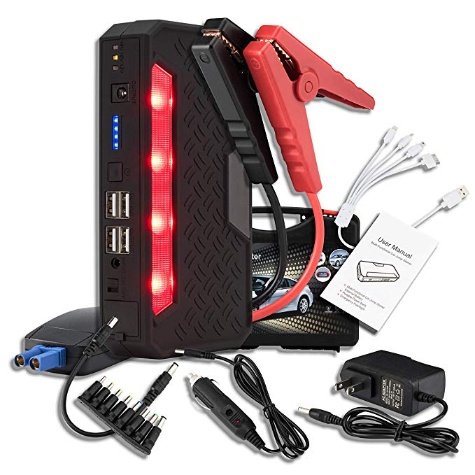Selectec Car Jump Starter, 400A Peak 12V Auto Battery Booster 12000mAh External Battery Charger (up to 4L Gas, 3L Diesel) Portable Power Bank Built-in LED Flashlight