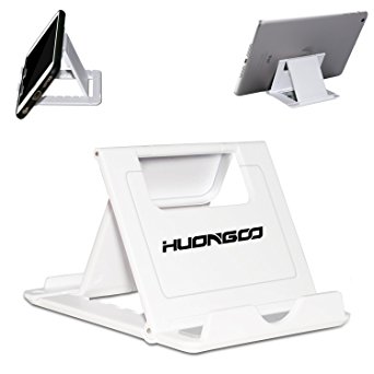HuonGoo Cell Phone Stand, Tablet(iPad) Stand, Foldable Multi-angle adjustment Desktop Holder for Smartphone, Tablet,iPad and E-reader, iPhone,LG,HTC, Samsung Galaxy series, HUAWEI P9/P10. (White)