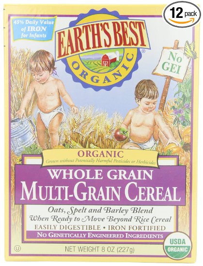 Earth's Best Organic, Whole Grain Multi-Grain Cereal, 8 Ounce (Pack of 12)