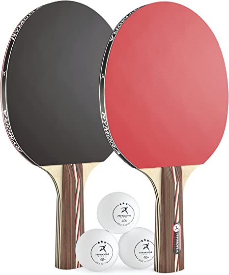 Rymora Table Tennis Set Bats and Balls (2 Bats and 3 Balls for 2 Player Ping Pong) (Advanced Set: 6-Star Rackets and 3-Star Balls)