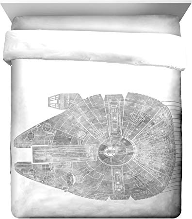 Star Wars Classic Falcon / California King Comforter - Super Soft Kids Reversible Bedding features the Millennium Falcon - Fade Resistant Polyester Microfiber Fill (Official Star Wars Product)