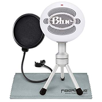 Blue Snowball iCE USB Cardioid Condenser Microphone (White) with Pop Filter Accessory Pack