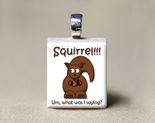 Squirrel Scrabble Tile Pendant - Um, What Was I Saying?