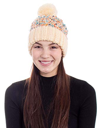 ARCTIC Paw Adult Chunky Cable Knit Beanie with Yarn Pompom