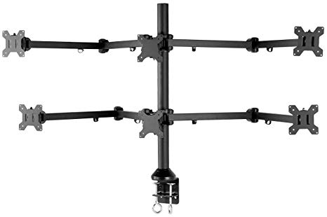 VIVO Steel Hex LCD/LED Computer Monitor Heavy Duty Desk Mount Fully Adjustable Stand | Holds Six (6) Screens up to 32” (STAND-V106A)