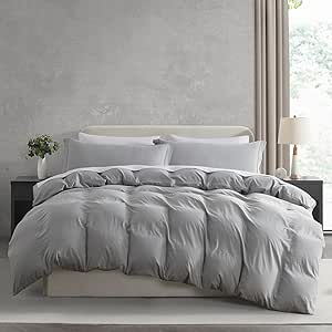 Nestl Light Grey Duvet Cover King Size - Soft Prewashed King Duvet Cover Set, 3 Piece, with Zipper Closure, 1 Duvet Cover 104x90 inches and 2 Pillow Shams