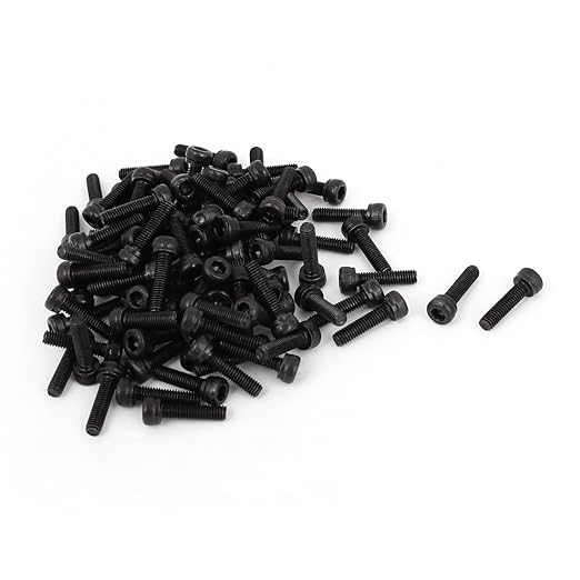 uxcell M3 x 12mm Hex Bolt Socket Head Cap Machine Screws Fasteners Black 100Pcs